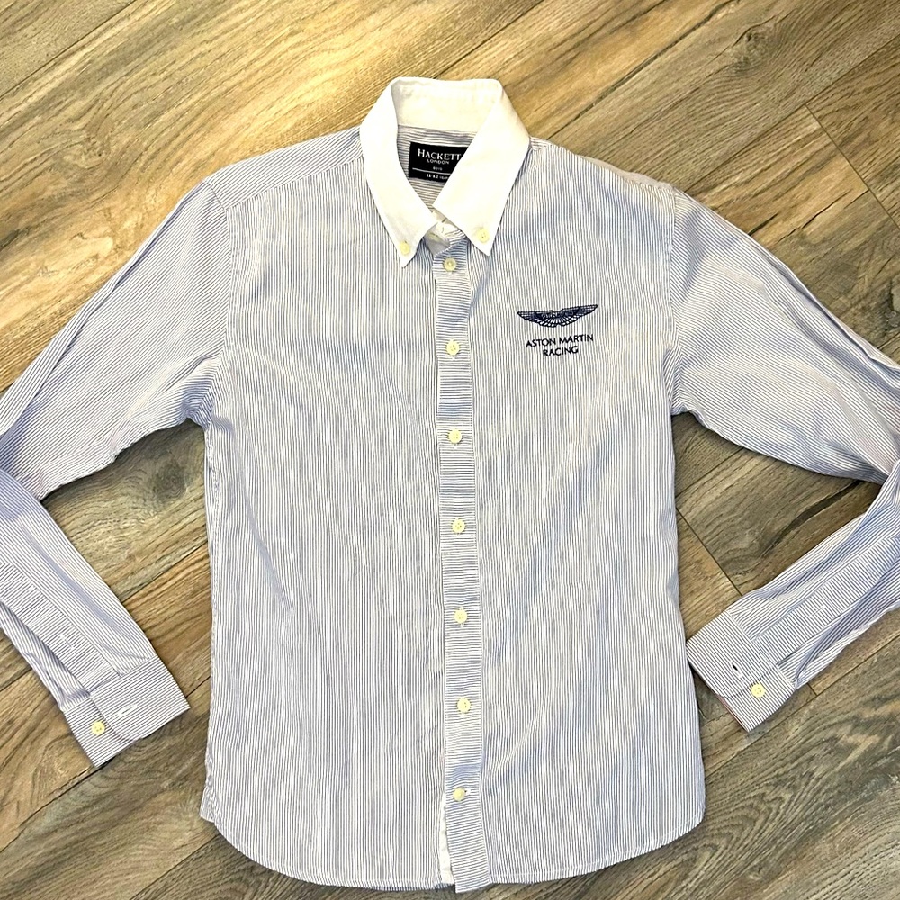 Hackett London Aston Martin racing button down collared shirt boys size 11 12